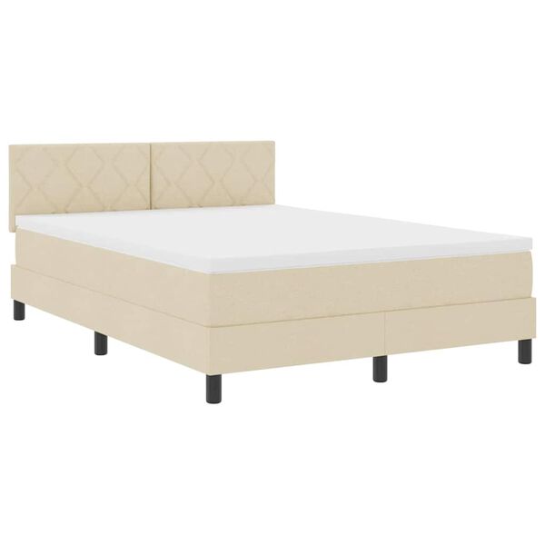 vidaXL Cama tipo Box Spring con colch&oacute;n Crema 140 x 200 cm tela