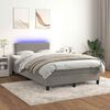vidaXL Cama box spring colch&oacute;n y LED terciopelo gris claro 120x190 cm