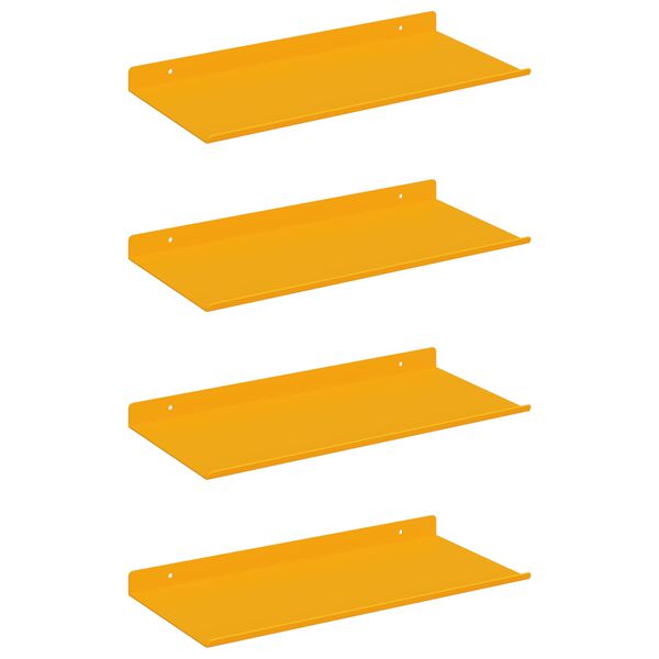 vidaXL Estante flotante 4 pcs Amarillo Mostaza 40 x 18 x 2,5 cm Acero