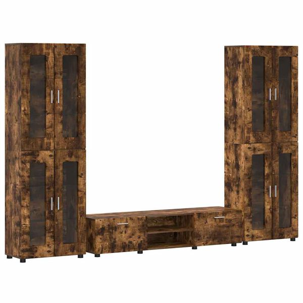 vidaXL Conjunto de mueble de TV con caj&oacute;n FLORIN Roble ahumado