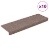 vidaXL Felpudos autoadhesivos para escaleras, 10 unidades, 65 x 21 x 4 cm, borde rectangular marr&oacute;n claro