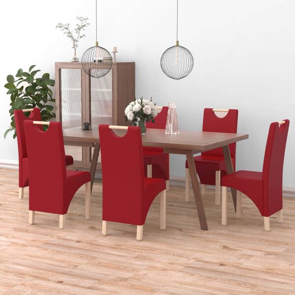 vidaXL Sillas de comedor 6 unidades cuero sint&eacute;tico rojo vino tinto