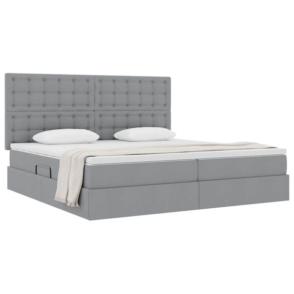 vidaXL Cama con almacenamiento y colch&oacute;n Gris Claro 200 x 200 cm
