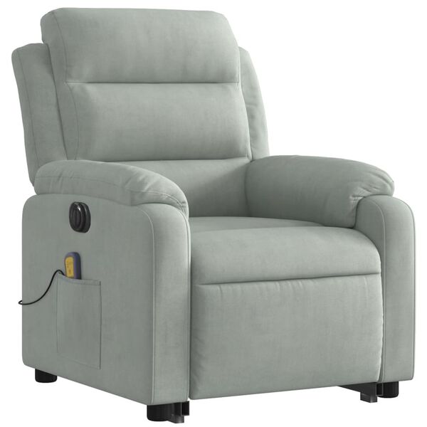 vidaXL Sillón de masaje reclinable elevable terciopelo gris claro