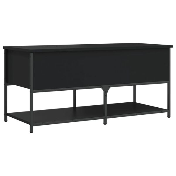 vidaXL Banco con almacenaje madera de ingenier&iacute;a negro 100x42,5x47 cm