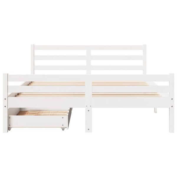 vidaXL Estructura de cama sin colch&oacute;n madera de pino blanco 135x190 cm