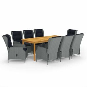 vidaXL Juego de comedor para jard&iacute;n 9 piezas gris claro