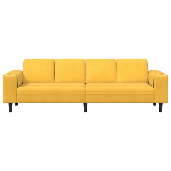 vidaXL Sof&aacute; con coj&iacute;n Amarillo Claro 250 x 77 x 76 cm Tela de Pana