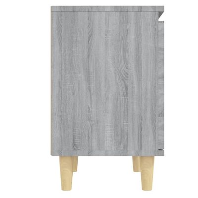 vidaXL Mesita de noche patas de madera maciza gris Sonoma 40x30x50 cm