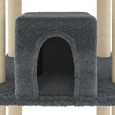 vidaXL Rascador para gatos con postes de sisal gris oscuro 216 cm