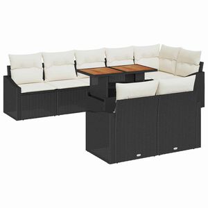 vidaXL Conjunto de sof&aacute; de jard&iacute;n 9 uds. Negro y crema