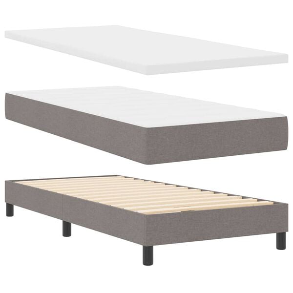 vidaXL Cama tipo Box Spring con colch&oacute;n Taup&eacute; 90 x 200 cm tela