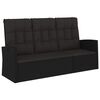 vidaXL Banco jard&iacute;n reclinable y cojines rat&aacute;n sint&eacute;tico negro 173 cm