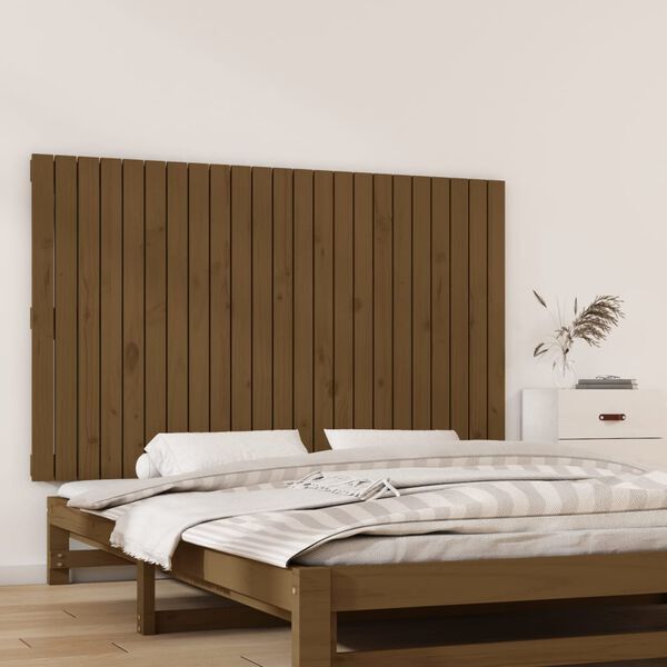 vidaXL Cabecero cama pared madera maciza pino marr&oacute;n miel 147x3x90 cm