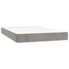 vidaXL Cama box spring colch&oacute;n y LED terciopelo gris claro 120x200 cm