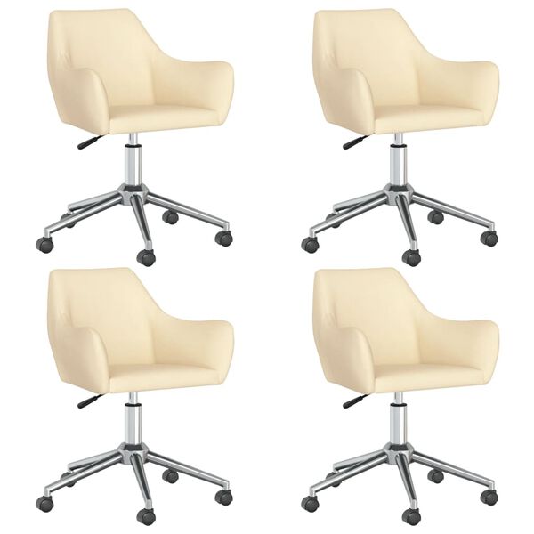 vidaXL Sillas de comedor giratorias 4 unidades tela color crema