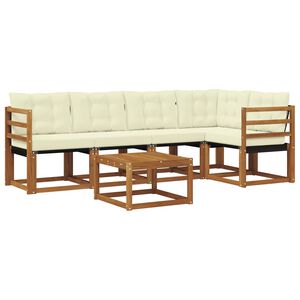 vidaXL Conjunto de sof&aacute;s de exterior con coj&iacute;n 6 pcs Natural y Crema