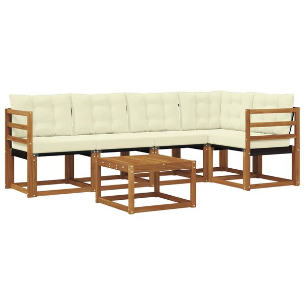 vidaXL Conjunto de sof&aacute;s de exterior con coj&iacute;n 6 pcs Natural y Beige