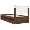 vidaXL Estructura de cama con cabecera Roble Marr&oacute;n 90 x 190 cm