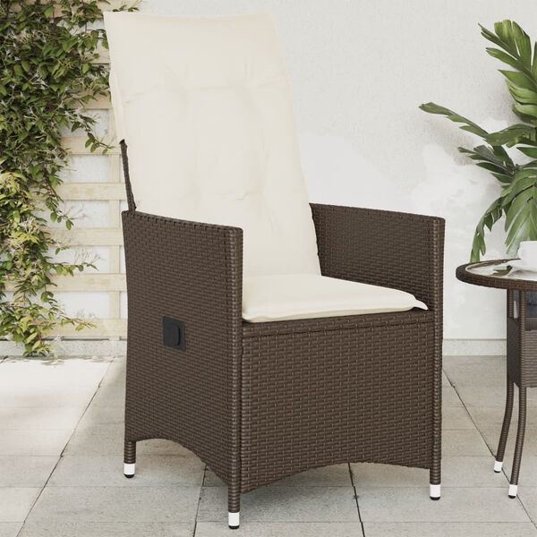 vidaXL Sillón reclinable de jardín con cojines ratán sintético marrón