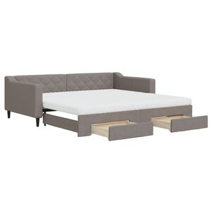 vidaXL Sof&aacute; cama nido con cajones tela gris taupe 100x200 cm