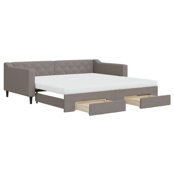 vidaXL Sof&aacute; cama nido con cajones tela gris taupe 100x200 cm