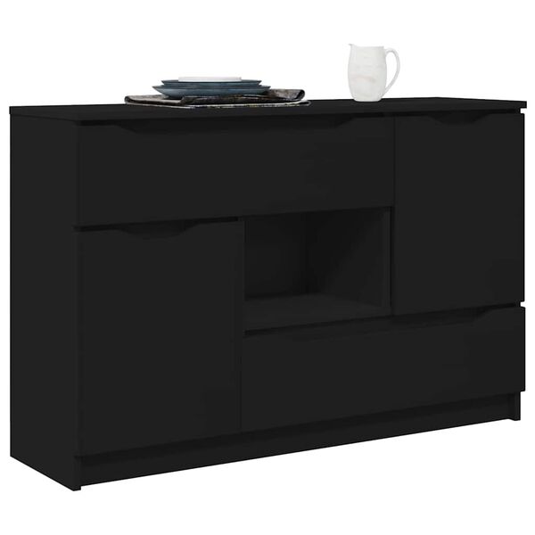 vidaXL Vitrina con cajón Negro 100 x 30 x 65,6 Madera contrachapada