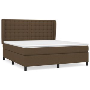 vidaXL Cama box spring con colch&oacute;n tela marr&oacute;n oscuro 160x200 cm