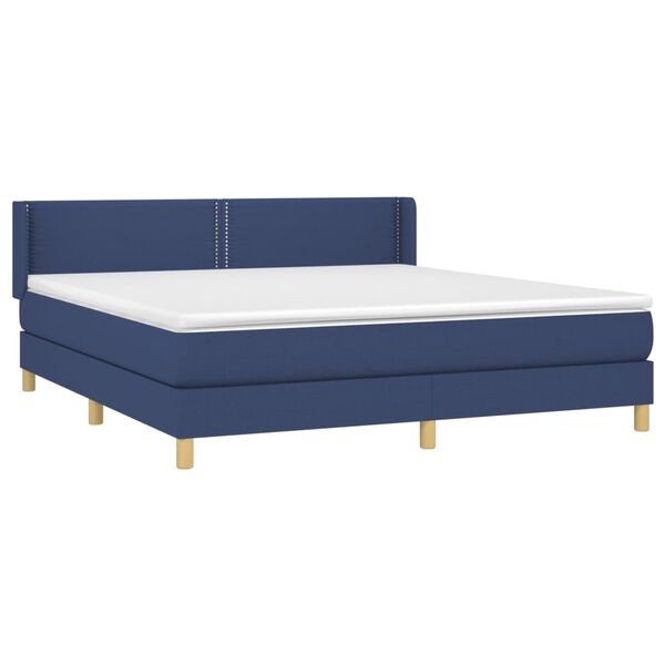 vidaXL Cama box spring con colch&oacute;n tela azul 160x200 cm