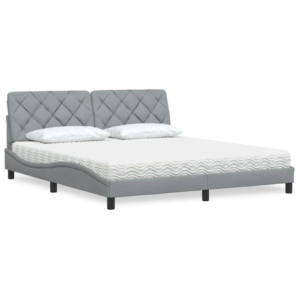 vidaXL Cama con colchón de tela gris claro 180x200 cm