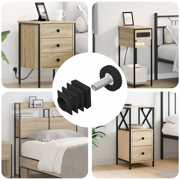 vidaXL Niveladores para Muebles Ajustable 1895 pcs Negro PP