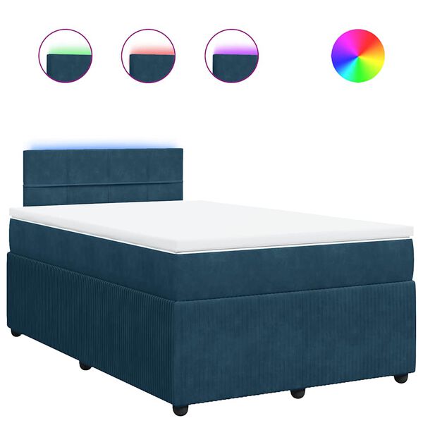 vidaXL Cama box spring con colch&oacute;n terciopelo azul 120x200 cm