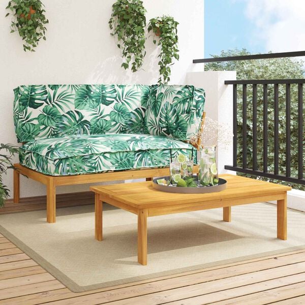 vidaXL Juego de Sof&aacute; Hoja 2 pcs Patr&oacute;n de hoja Madera de Acacia S&oacute;lida