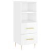 vidaXL Aparador de madera contrachapada blanco brillante 34,5x34x90 cm