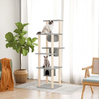vidaXL Rascador para gatos con postes de sisal gris claro 169 cm