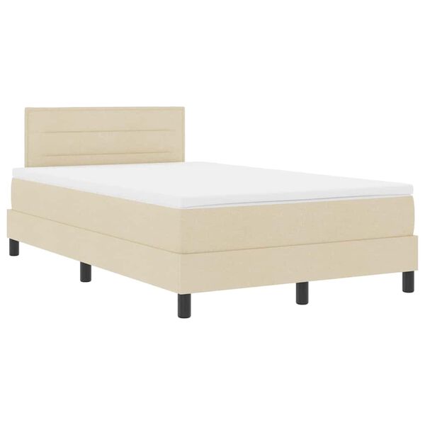 vidaXL Cama tipo Box Spring con colch&oacute;n Crema 120 x 190 cm tela