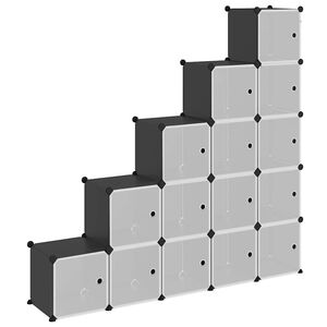 vidaXL Estanter&iacute;a de cubos con 15 compartimentos y puertas PP negro