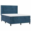 vidaXL Cama box spring colch&oacute;n y LED terciopelo azul oscuro 140x190 cm