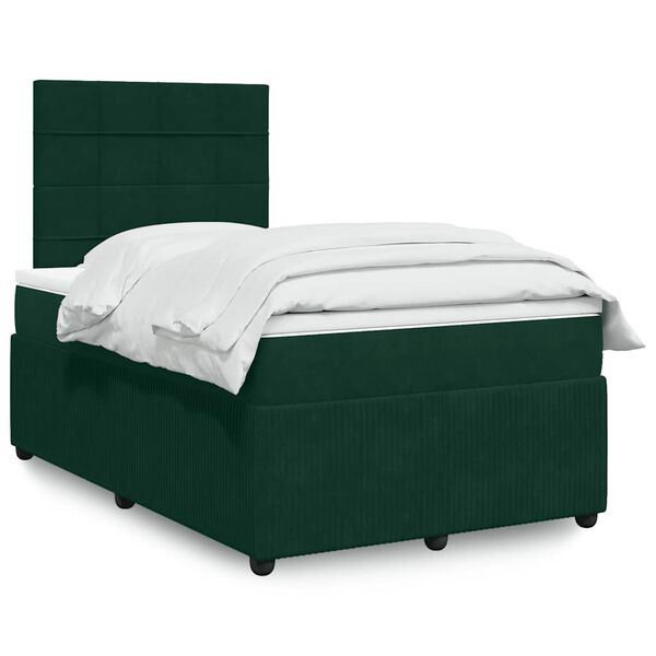 vidaXL Cama box spring con colch&oacute;n terciopelo verde oscuro 120x190 cm