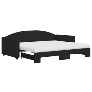 vidaXL Sof&aacute; cama nido con colch&oacute;n tela negro 90x190 cm