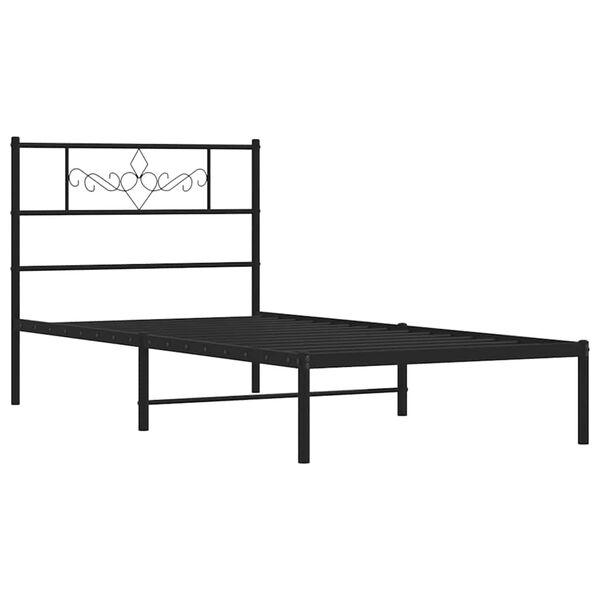 vidaXL Estructura cama sin colchón con cabecero metal negro 100x200 cm