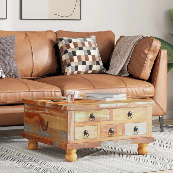 vidaXL Mesa de centro de madera maciza reciclada 70x70x38 cm