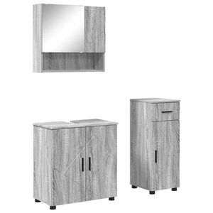 vidaXL Juego de muebles de ba&ntilde;o con caj&oacute;n con puerta 3 pcs Gris Sonoma