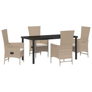 vidaXL Conjunto de Comedor de Jard&iacute;n 5 pcs Beige rat&aacute;n sint&eacute;tico