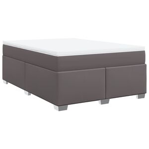 vidaXL Cama box spring con colch&oacute;n cuero sint&eacute;tico gris 140x190 cm