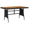 vidaXL Mesa de jard&iacute;n rat&aacute;n PE y acacia maciza negro 130x70x72 cm