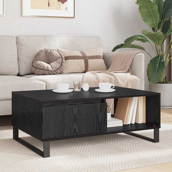 vidaXL Mesa de Caf&eacute; Roble Negro 90 x 60 x 35 cm Madera de ingenier&iacute;a