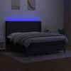 vidaXL Cama box spring colch&oacute;n y luces LED tela negro 180x200 cm