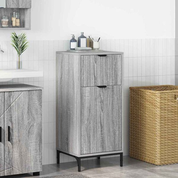 vidaXL Gabinete de Ba&ntilde;o con caj&oacute;n Gris Sonoma 39,5 x 36 x 88 cm