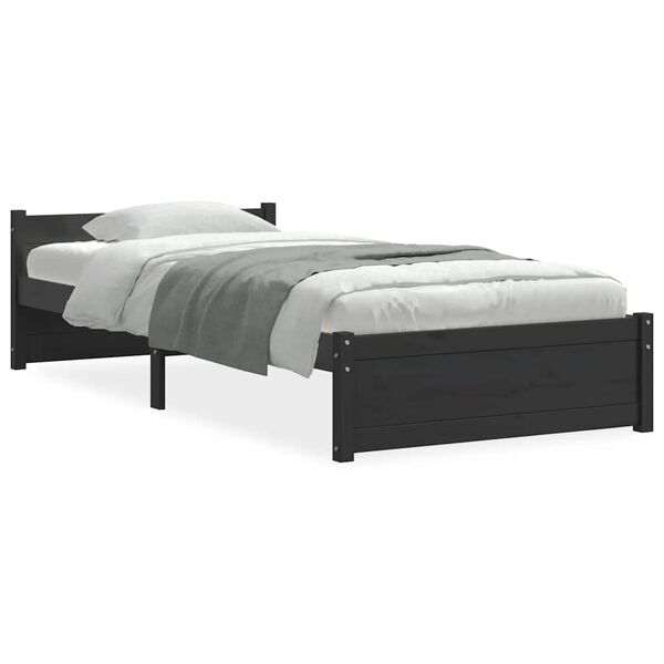 vidaXL Estructura de cama sin colchón madera maciza negro 90x200 cm